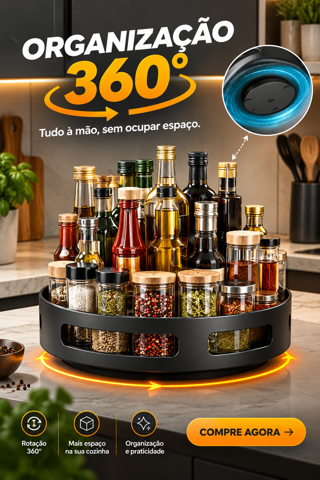 Organizador de Bancada para sua casa com Rotação 360°