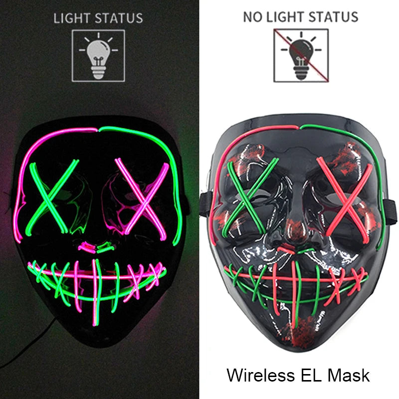Máscara LED Neon Purge – Máscara Luminosa para Halloween