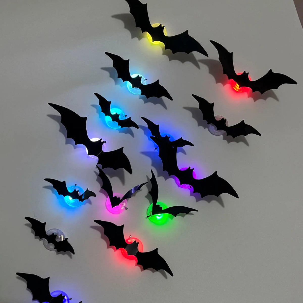 Autocolantes decorativos de Parede LED para Halloween – Morcegos Luminosos 3D