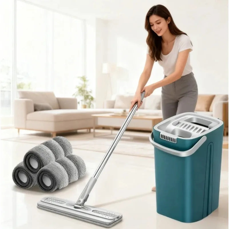 Mop Giratório JOYBOS com Sistema Automático de Limpeza com Balde, Rotação 360°, Lavável.