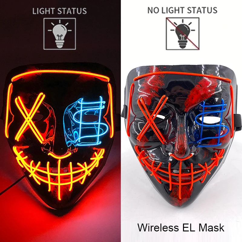 Máscara LED Neon Purge – Máscara Luminosa para Halloween