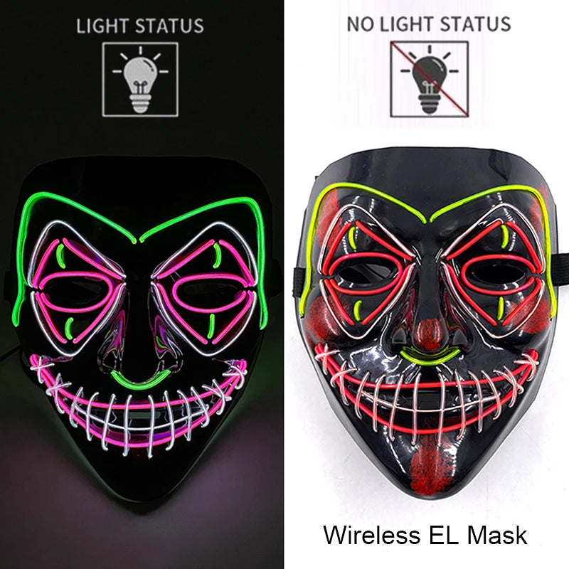 Máscara LED Neon Purge – Máscara Luminosa para Halloween