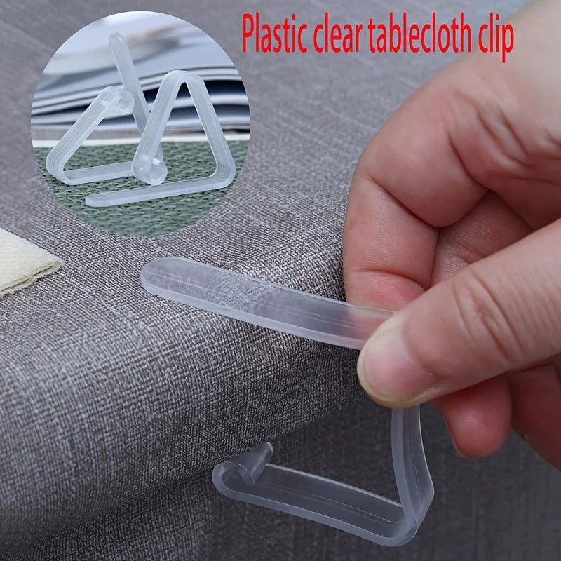 10 Clips Fixadores para Toalha de Mesa – Transparentes e Antideslizantes