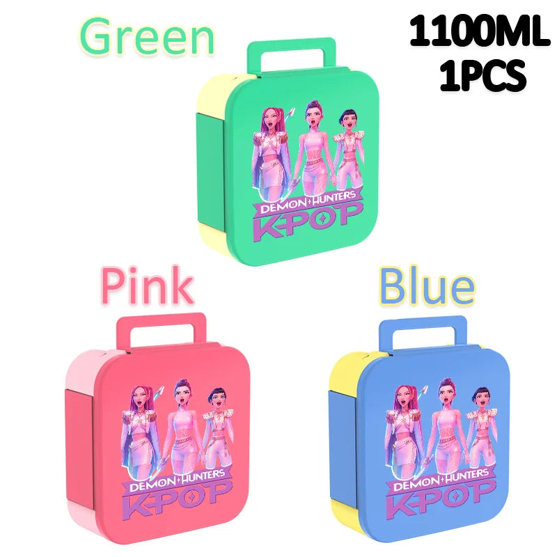 Lancheira K-Pop 1100 ml – Rosa e Azul, Térmica e Prática para Escola
