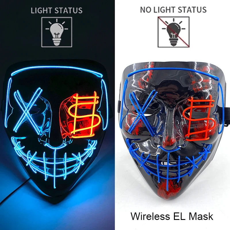 Máscara LED Neon Purge – Máscara Luminosa para Halloween