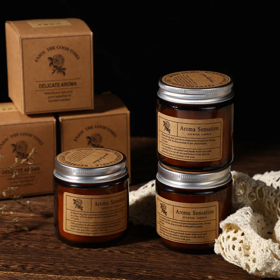 Vela Aromática em Copo de Vidro Castanho – Perfumada para Casa
