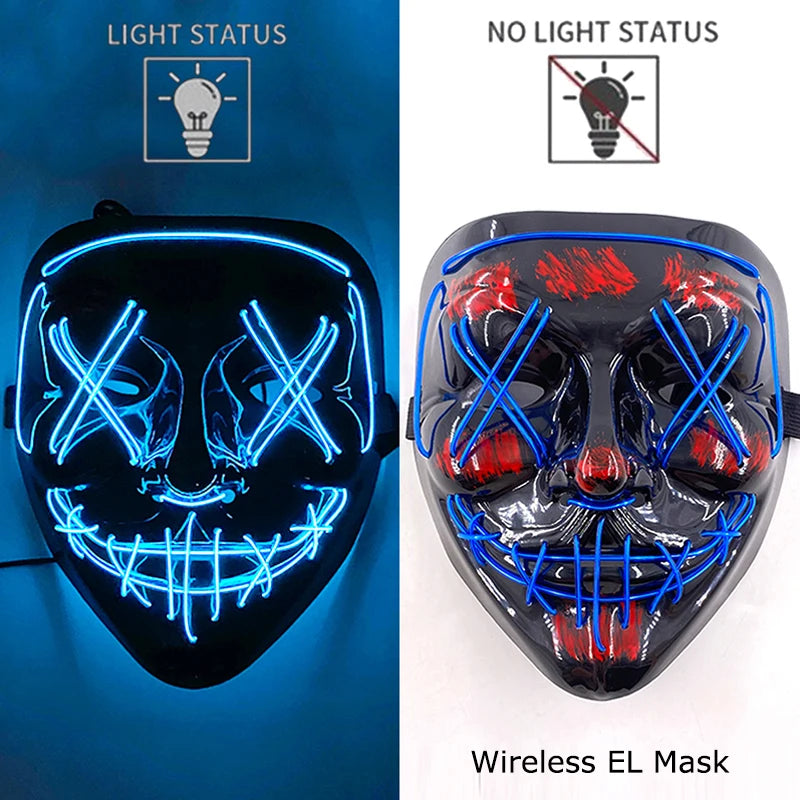 Máscara LED Neon Purge – Máscara Luminosa para Halloween