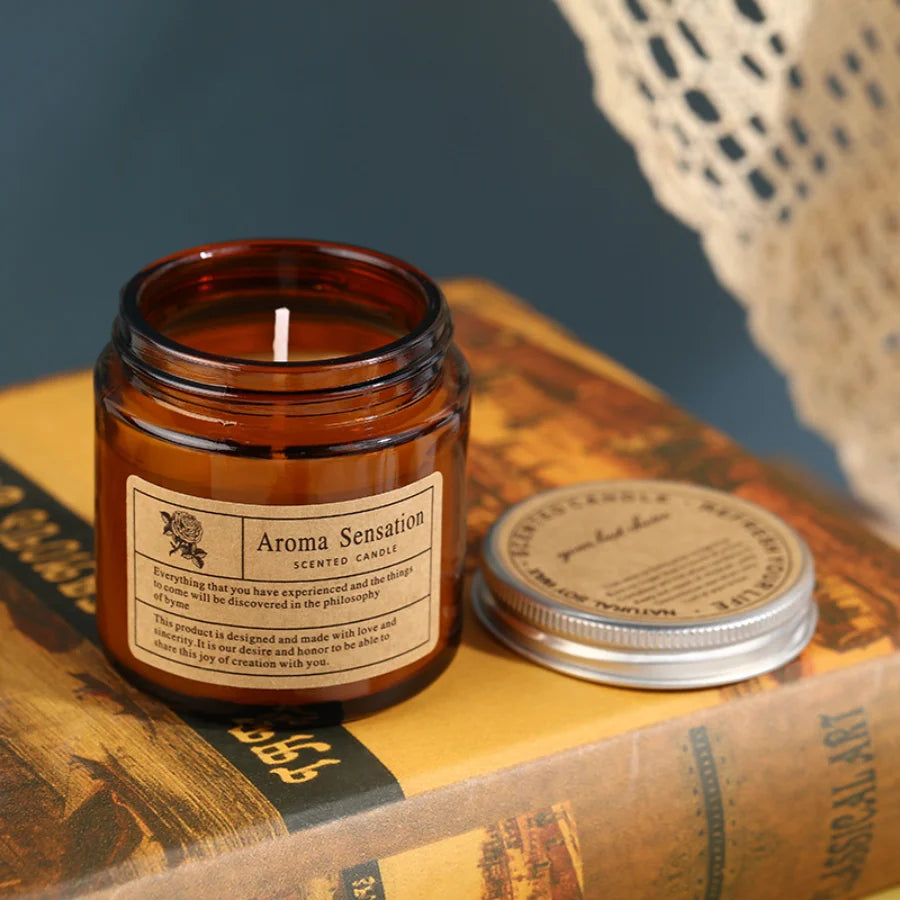 Vela Aromática em Copo de Vidro Castanho – Perfumada para Casa
