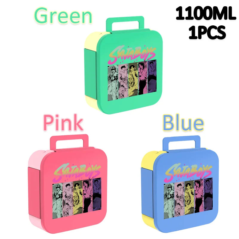 Lancheira K-Pop 1100 ml – Rosa e Azul, Térmica e Prática para Escola