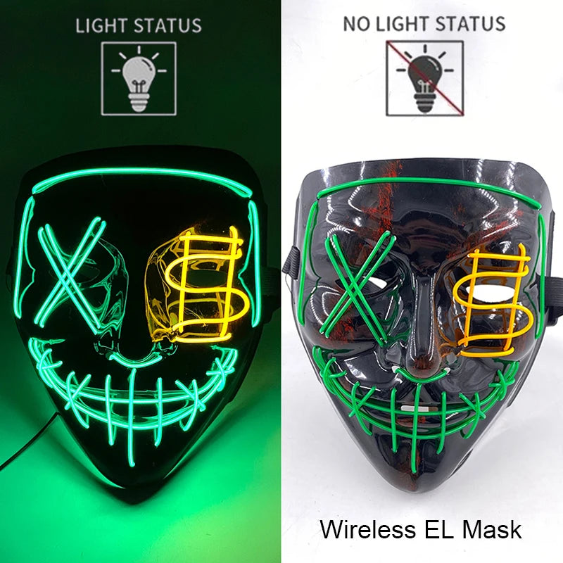 Máscara LED Neon Purge – Máscara Luminosa para Halloween