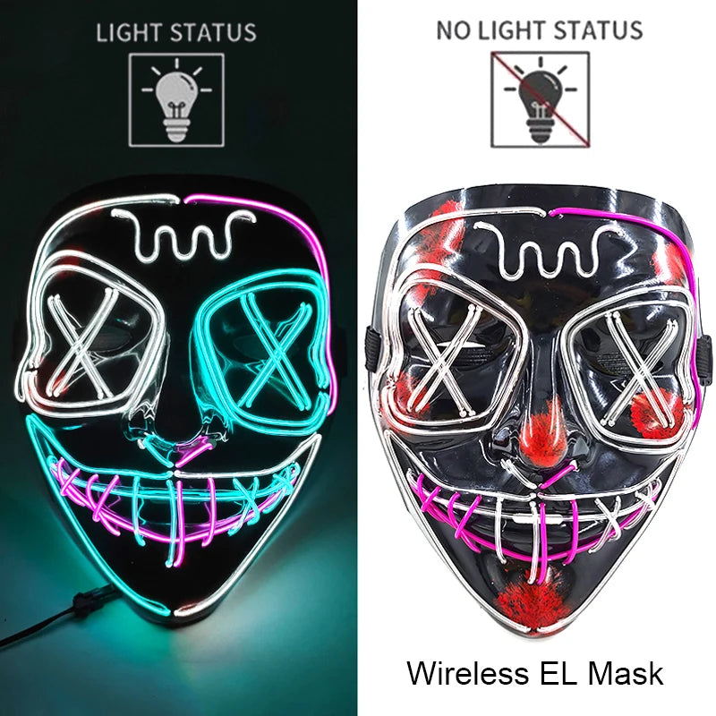 Máscara LED Neon Purge – Máscara Luminosa para Halloween