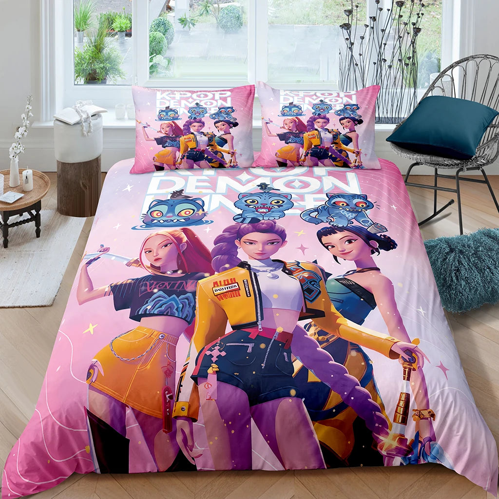 Conjunto de Cama Infantil 3 Peças – Capa de Edredão + 2 Fronhas, Design 3D Colorido