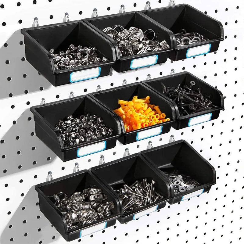 Kit de Organizadores para Painel Perfurado – Caixas, Ganchos e Etiquetas para Oficina e Garagem