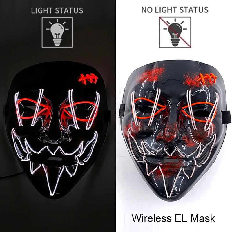 Máscara LED Neon Purge – Máscara Luminosa para Halloween