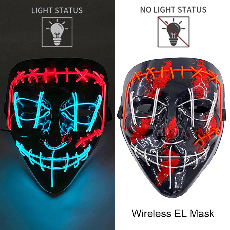Máscara LED Neon Purge – Máscara Luminosa para Halloween