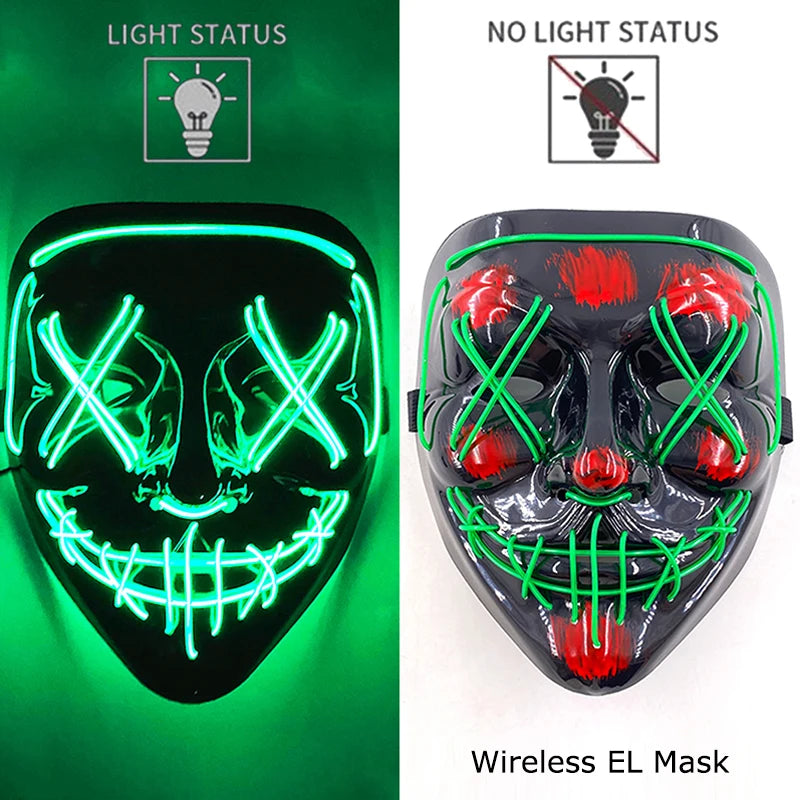 Máscara LED Neon Purge – Máscara Luminosa para Halloween