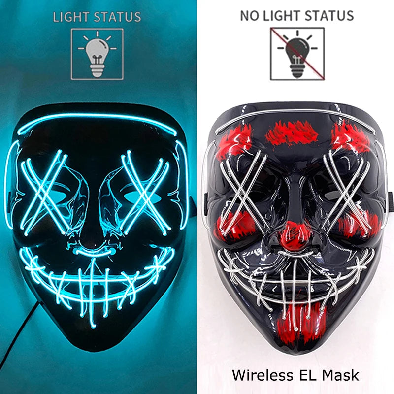 Máscara LED Neon Purge – Máscara Luminosa para Halloween