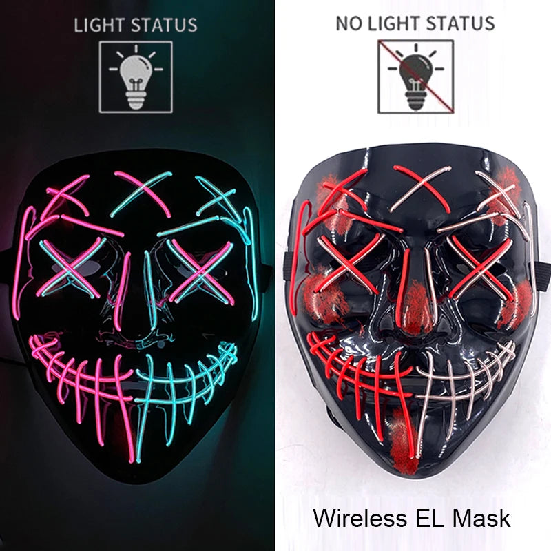 Máscara LED Neon Purge – Máscara Luminosa para Halloween