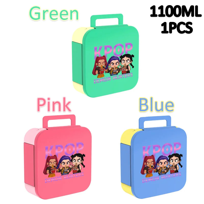Lancheira K-Pop 1100 ml – Rosa e Azul, Térmica e Prática para Escola