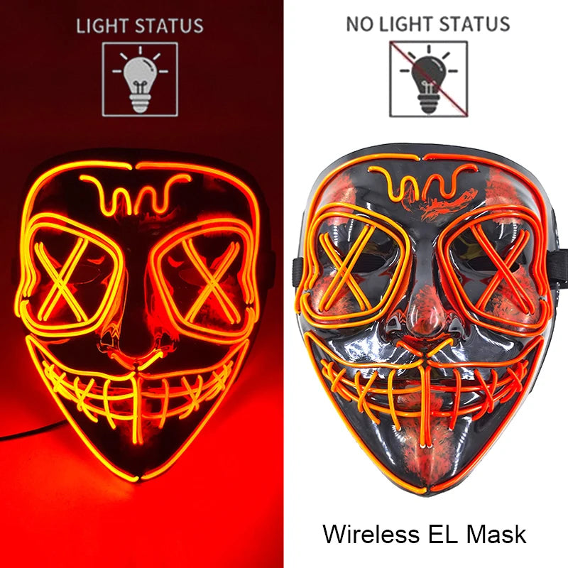 Máscara LED Neon Purge – Máscara Luminosa para Halloween