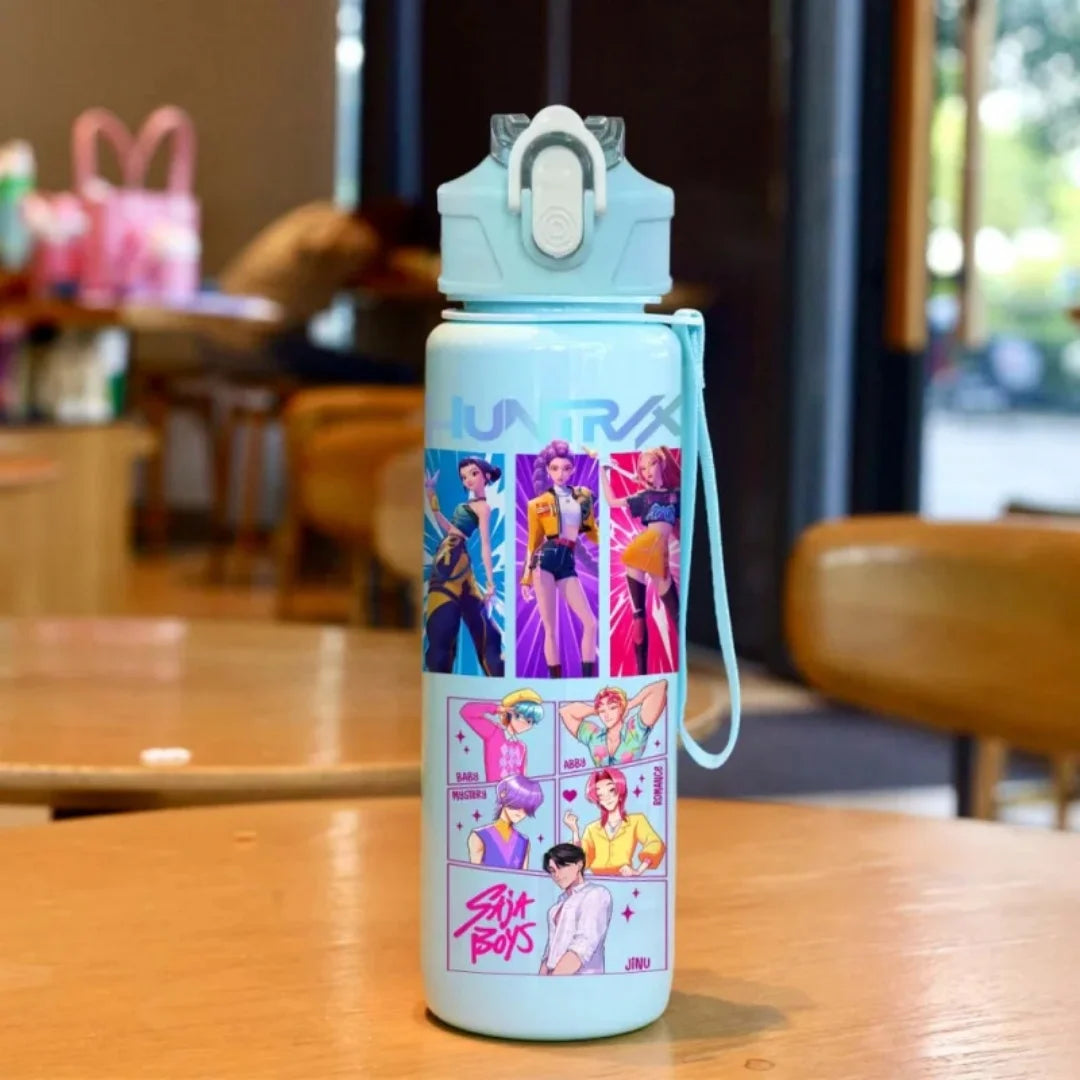 Garrafa K-Pop para Crianças – Portátil e com Cordão
