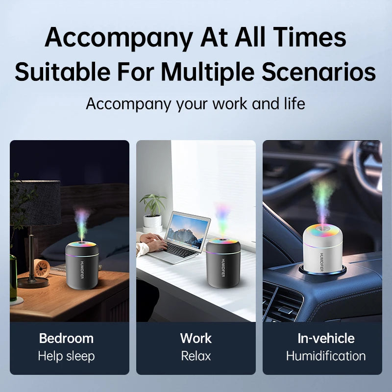 Mini Humidificador e Difusor de Aromas USB 180 ml – Para Casa e Carro