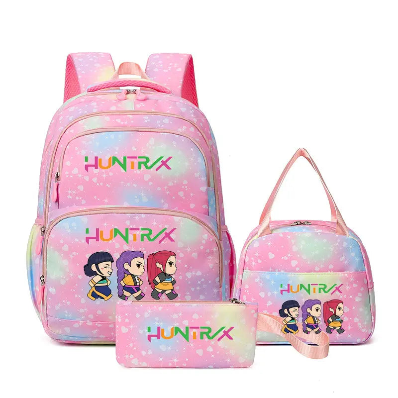 Conjunto Mochila K-Pop Demon Hunters 3 em 1 – Mochila, Lancheira e Estojo | Regresso às Aulas