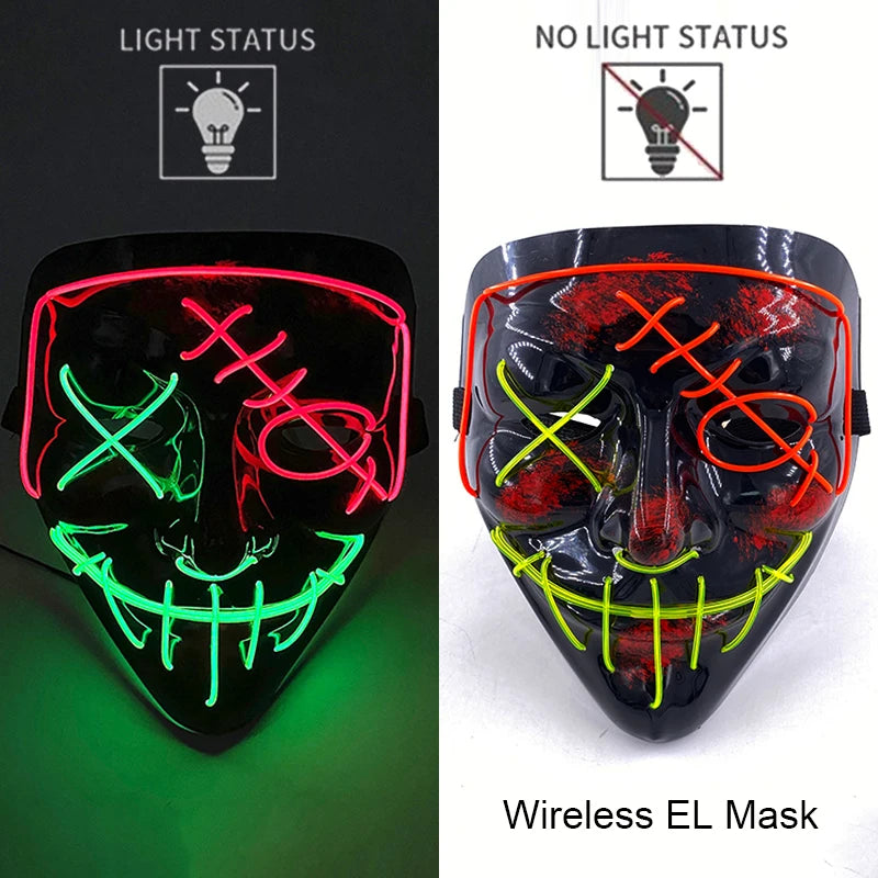 Máscara LED Neon Purge – Máscara Luminosa para Halloween