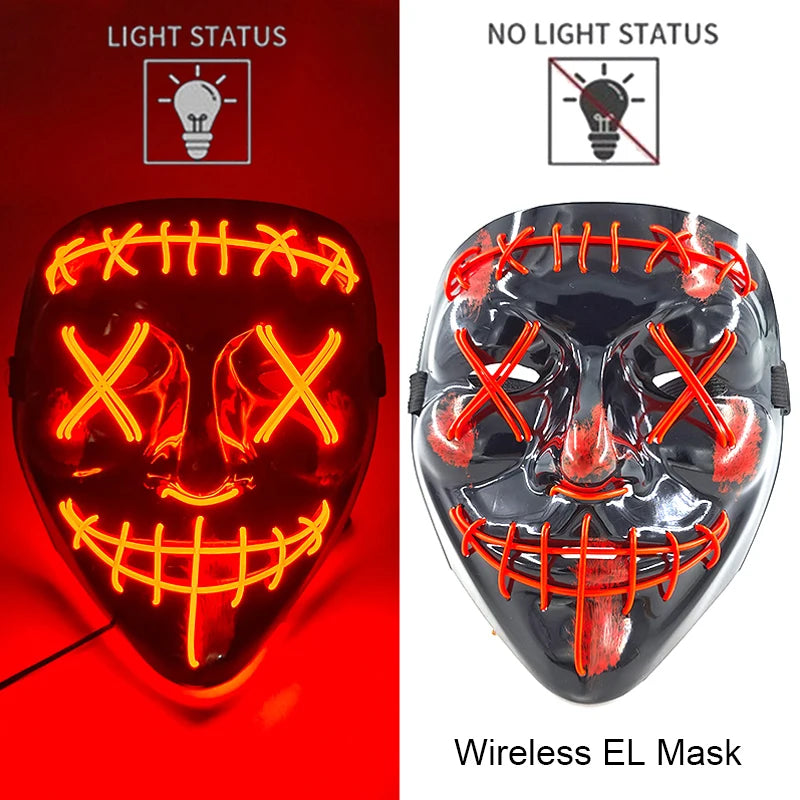 Máscara LED Neon Purge – Máscara Luminosa para Halloween