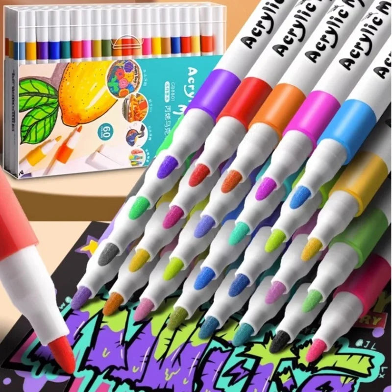 Canetas de Tinta Acrílica – 12 a 80 Cores para Crianças e DIY