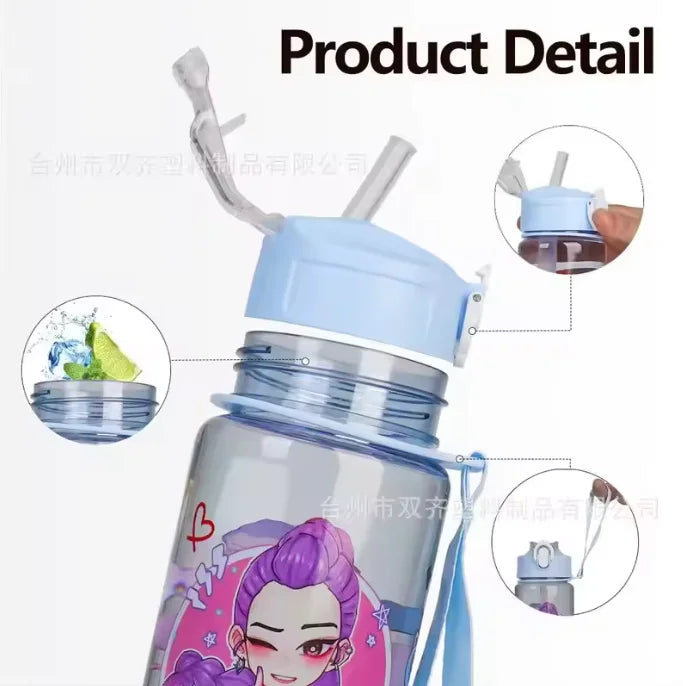 Garrafa de Água 750 ml – com Palhinha, Portátil e Ideal para Crianças