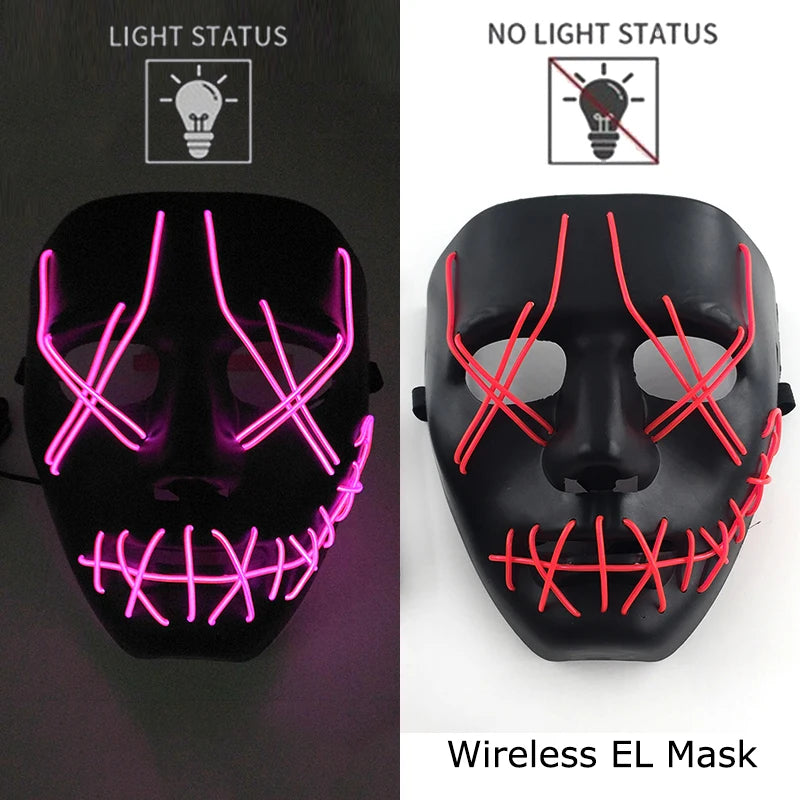 Máscara LED Neon Purge – Máscara Luminosa para Halloween