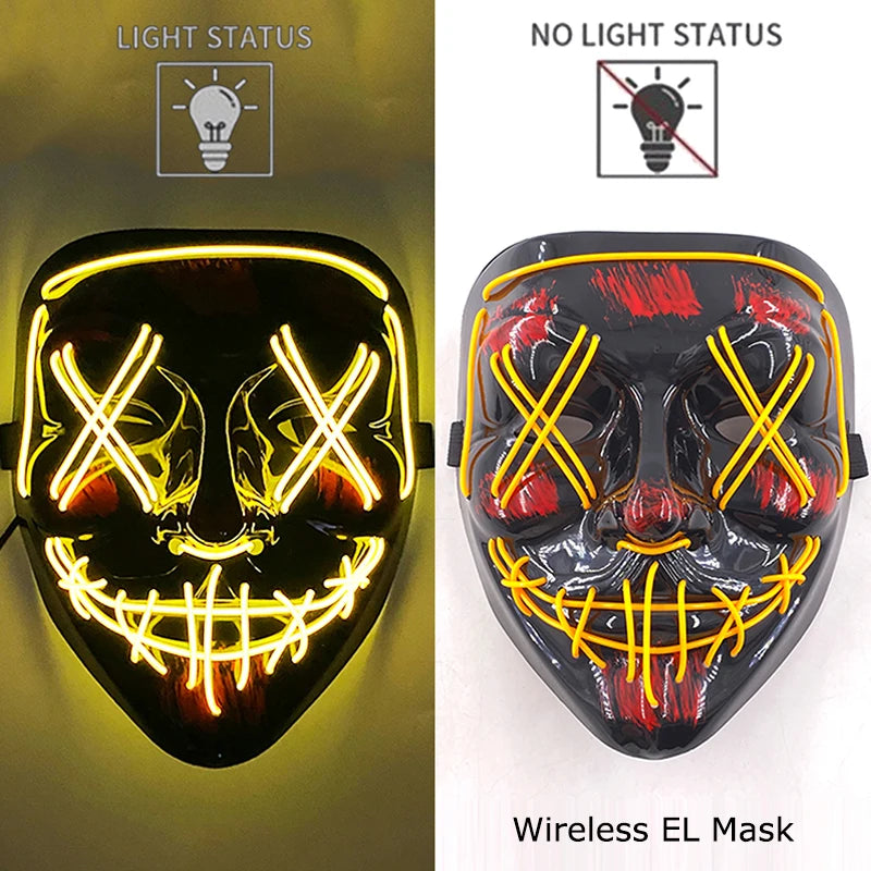 Máscara LED Neon Purge – Máscara Luminosa para Halloween