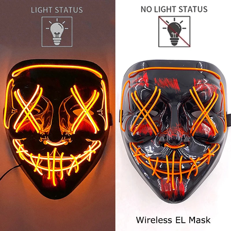 Máscara LED Neon Purge – Máscara Luminosa para Halloween