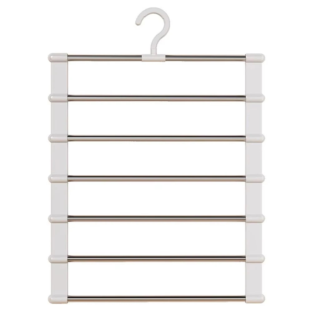Cabide Dobrável Multicamadas para Calças – Organizador de Roupa com Clips Antideslizantes