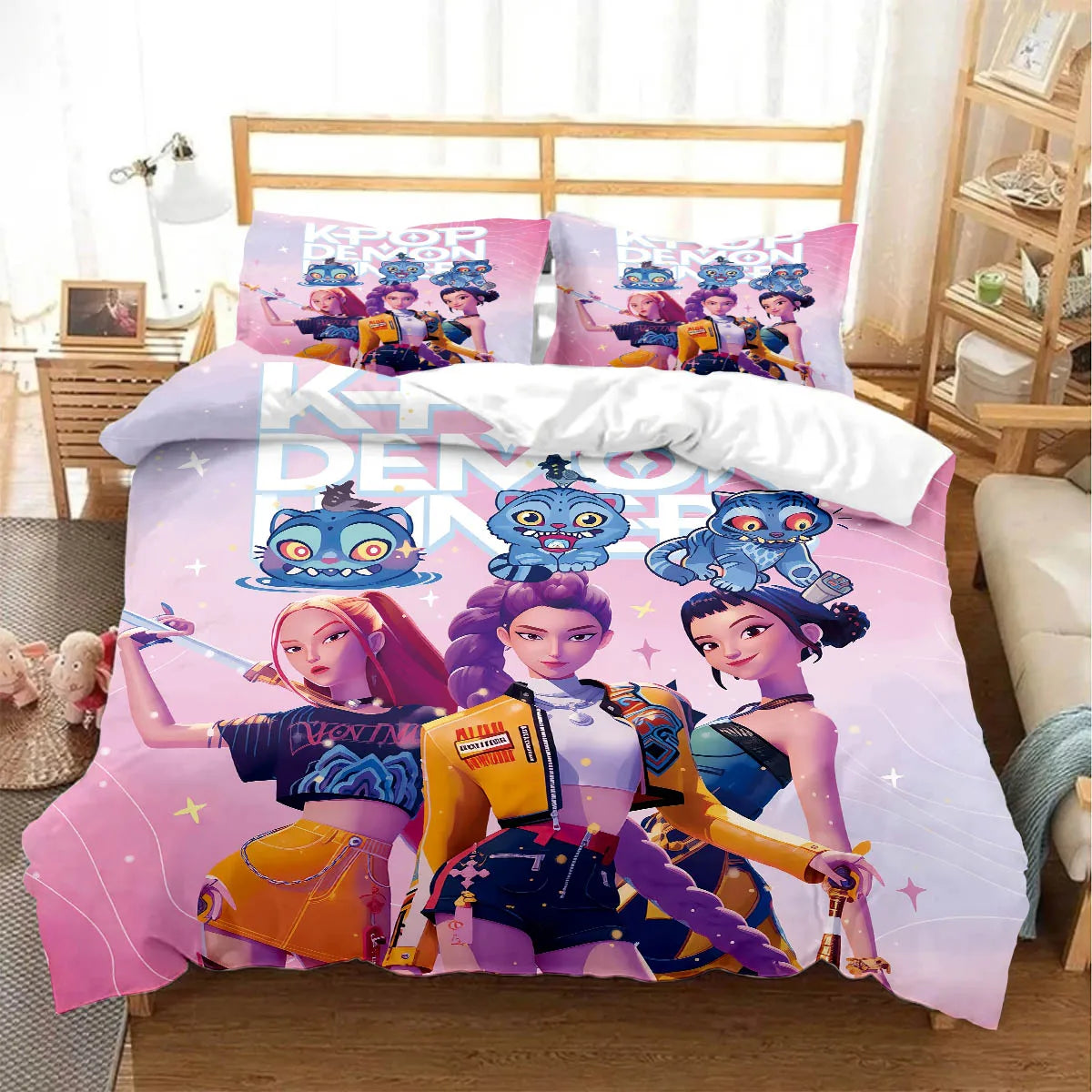 Conjunto de Cama Infantil 3 Peças – Capa de Edredão + 2 Fronhas, Design 3D Colorido
