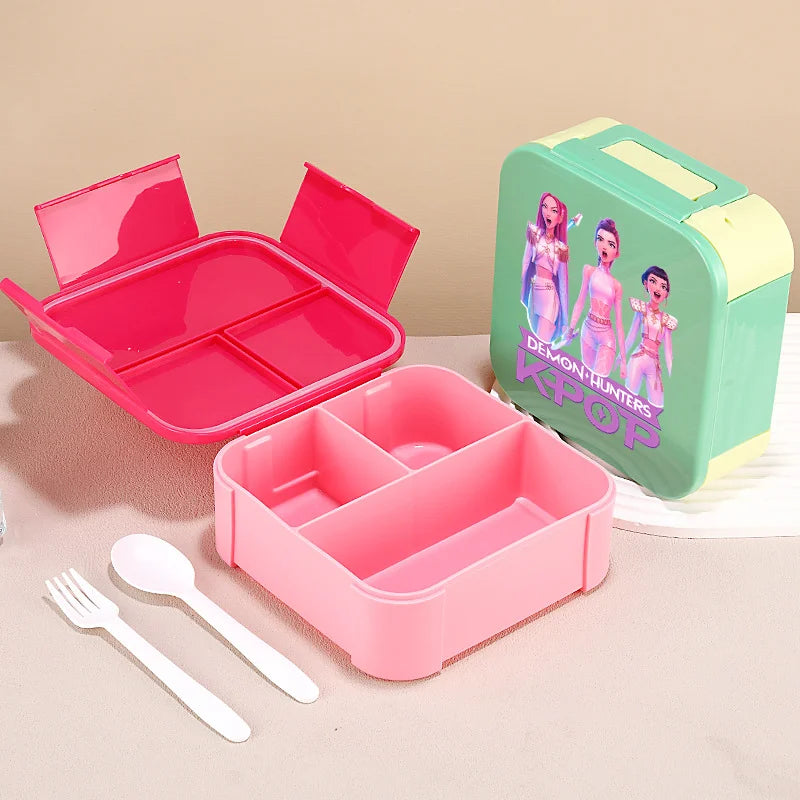 Lancheira K-Pop 1100 ml – Rosa e Azul, Térmica e Prática para Escola
