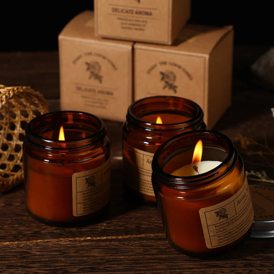 Vela Aromática em Copo de Vidro Castanho – Perfumada para Casa