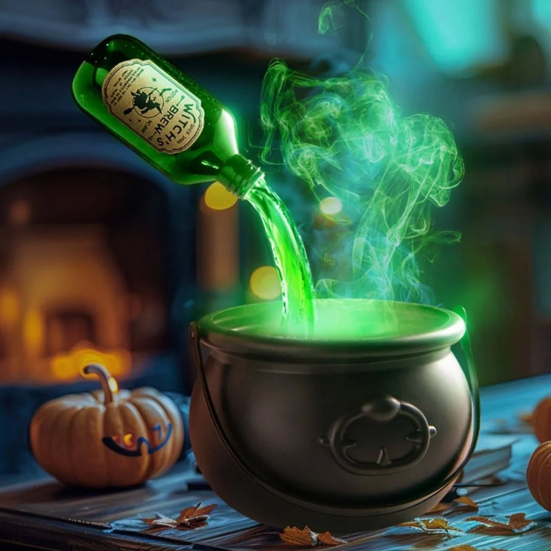 Caldeirão Mágico de Halloween com Garrafa Flutuante LED – 26 cm
