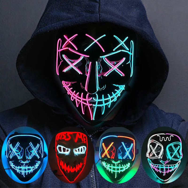 Máscara LED Neon Purge – Máscara Luminosa para Halloween