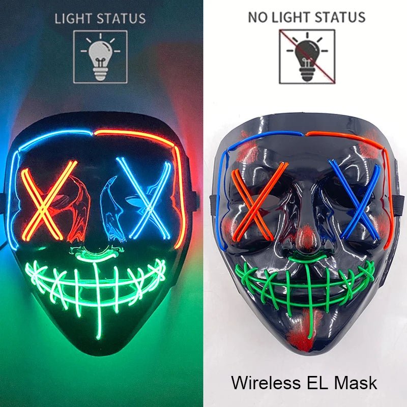 Máscara LED Neon Purge – Máscara Luminosa para Halloween