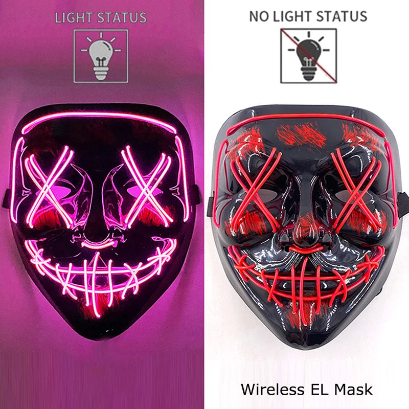 Máscara LED Neon Purge – Máscara Luminosa para Halloween