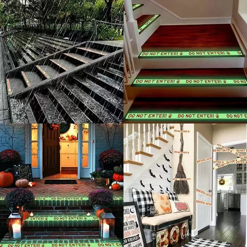 🎃Fita de Sinalização Halloween Fluorescente 3m – Decoração de Jardim e Festa