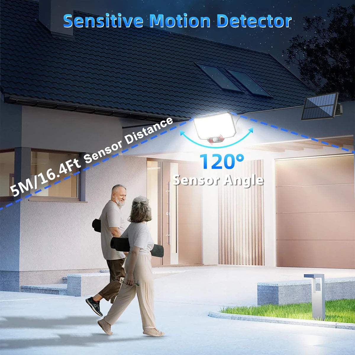 Superhelle LED-Solarleuchte für den Außenbereich mit Bewegungssensor
Sicherheitsstrahler für Garten, Garage, Hof