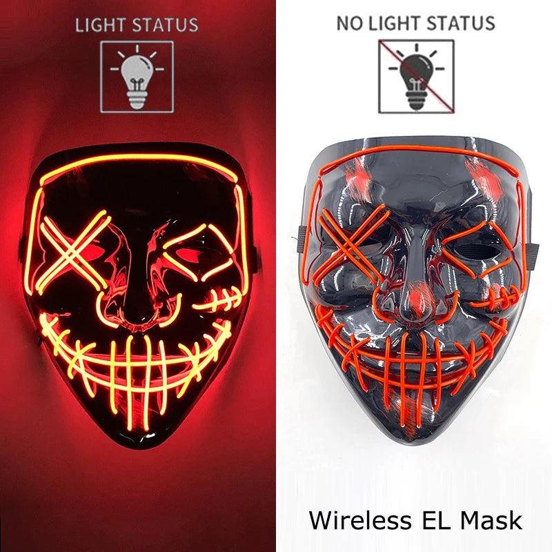 Máscara LED Neon Purge – Máscara Luminosa para Halloween