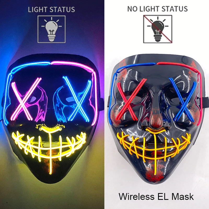 Máscara LED Neon Purge – Máscara Luminosa para Halloween