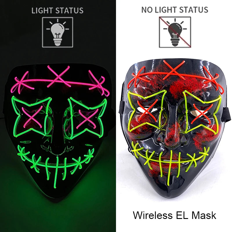 Máscara LED Neon Purge – Máscara Luminosa para Halloween