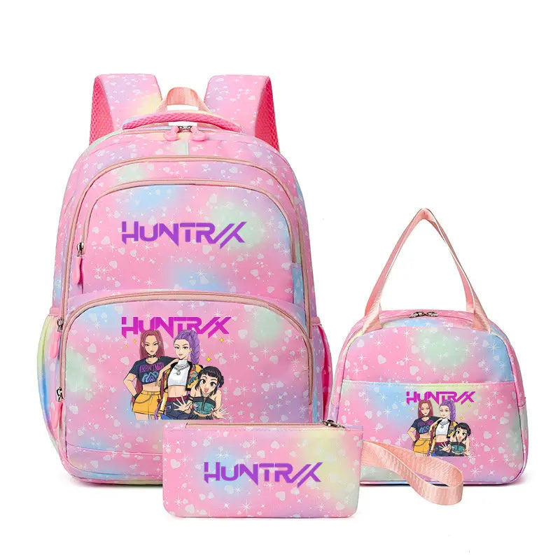 Conjunto Mochila K-Pop Demon Hunters 3 em 1 – Mochila, Lancheira e Estojo | Regresso às Aulas