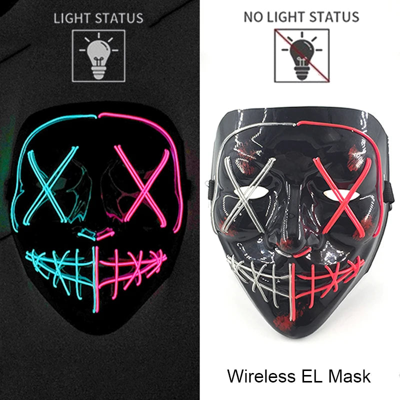 Máscara LED Neon Purge – Máscara Luminosa para Halloween