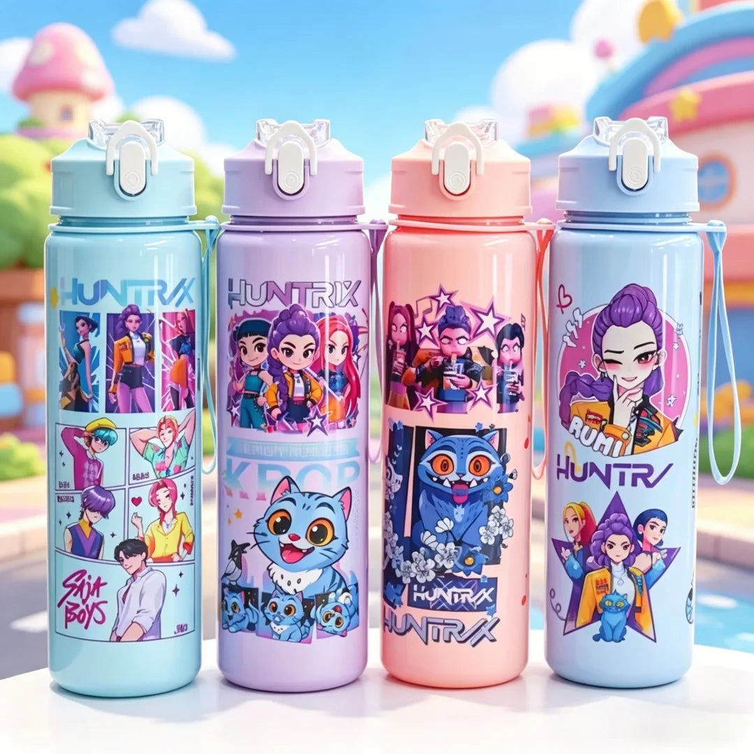 Garrafa K-Pop para Crianças – Portátil e com Cordão